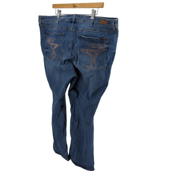 EUC Seven7 Boot Blue Cotton Blend Jeans Womens Size 28 - Picture 2 of 8